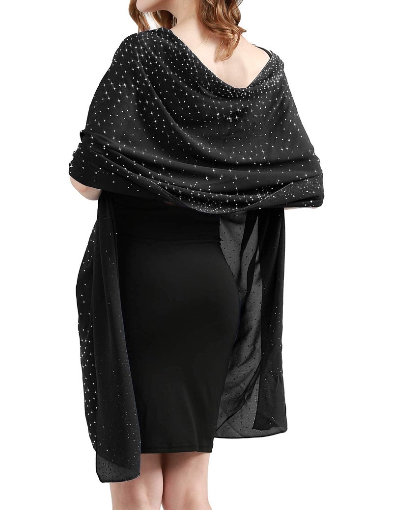BANETTETA Black Shawls and Wraps for Evening Dresses Wrap Cover Up Formal Shawl Wraps for Women (Black) - Image 2
